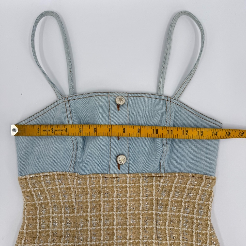 Sandro Two-Tone Mini Dress in Light Blue and Beige - Picture 13 of 16